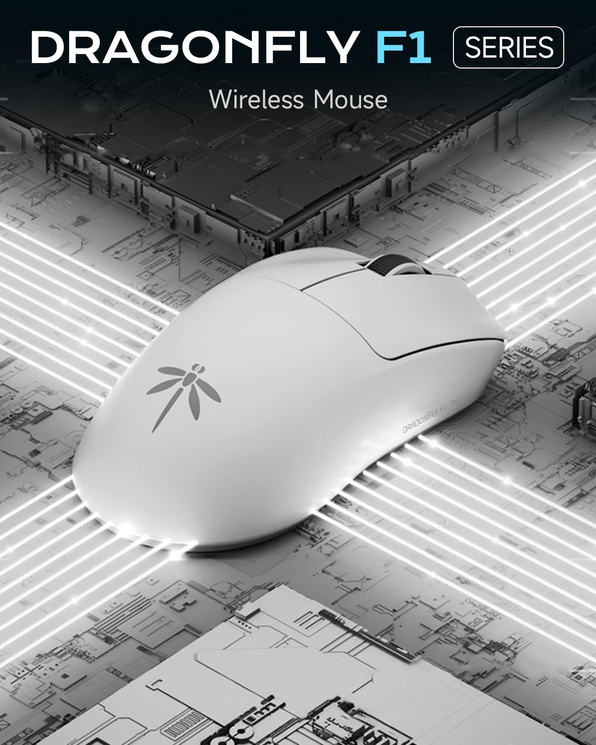 VGN Mouse para jogos sem fio Dragonfly F1 Pro, ultraleve de 49 g